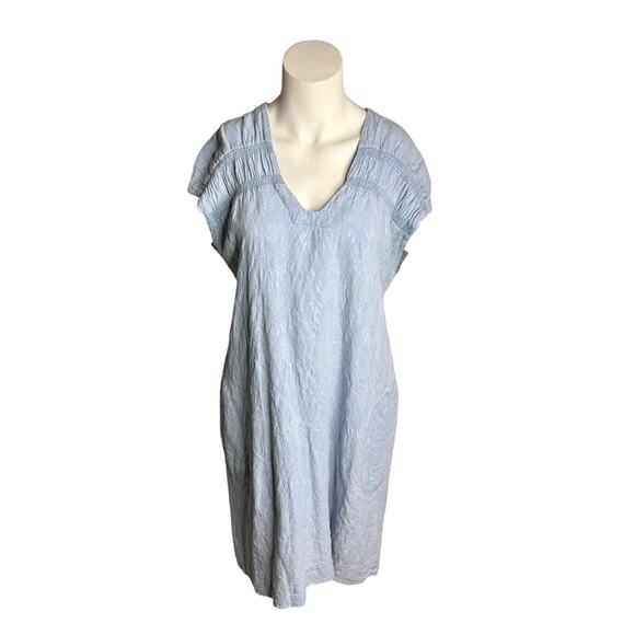 Maeve Dress Women's Small Chambray Textured Floral Smocked Back - Picture 5 of 5